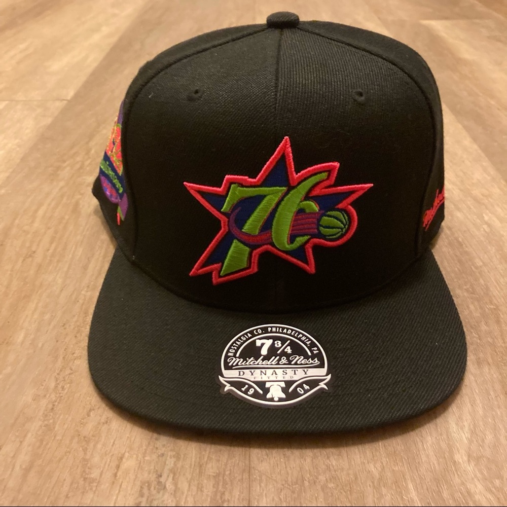 Mitchell & Ness NBA Philadelphia 76ers 60th Anniversary Hat Cap Sz 7 3/4